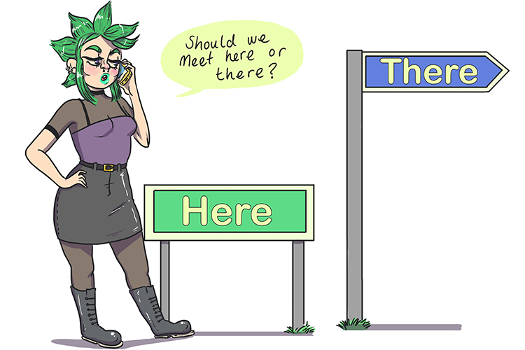 How to remember to spell There. There contains "here" because it is to do with a place.  Shall we meet here or there? (place) 